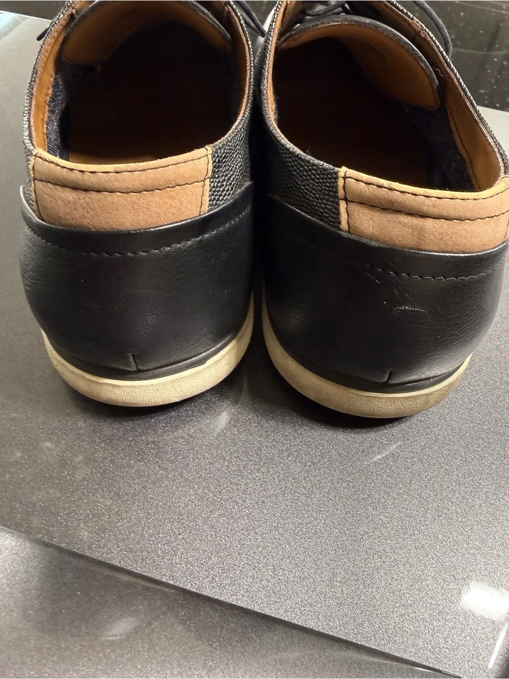 Men's Black Leather Derby Shoes with Textured Vamp